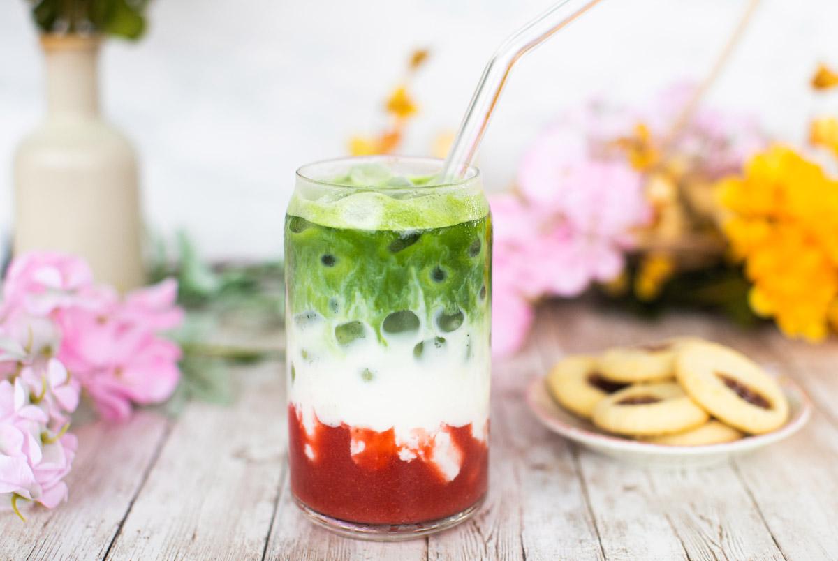 Strawberry Matcha - sweet strawberry layers with premium Japanese matcha